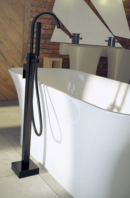 BATERIE CADA FREESTANDING MODERN II NEGRU MAT, SET INSTALARE IN PARDOSEALA INCLUS